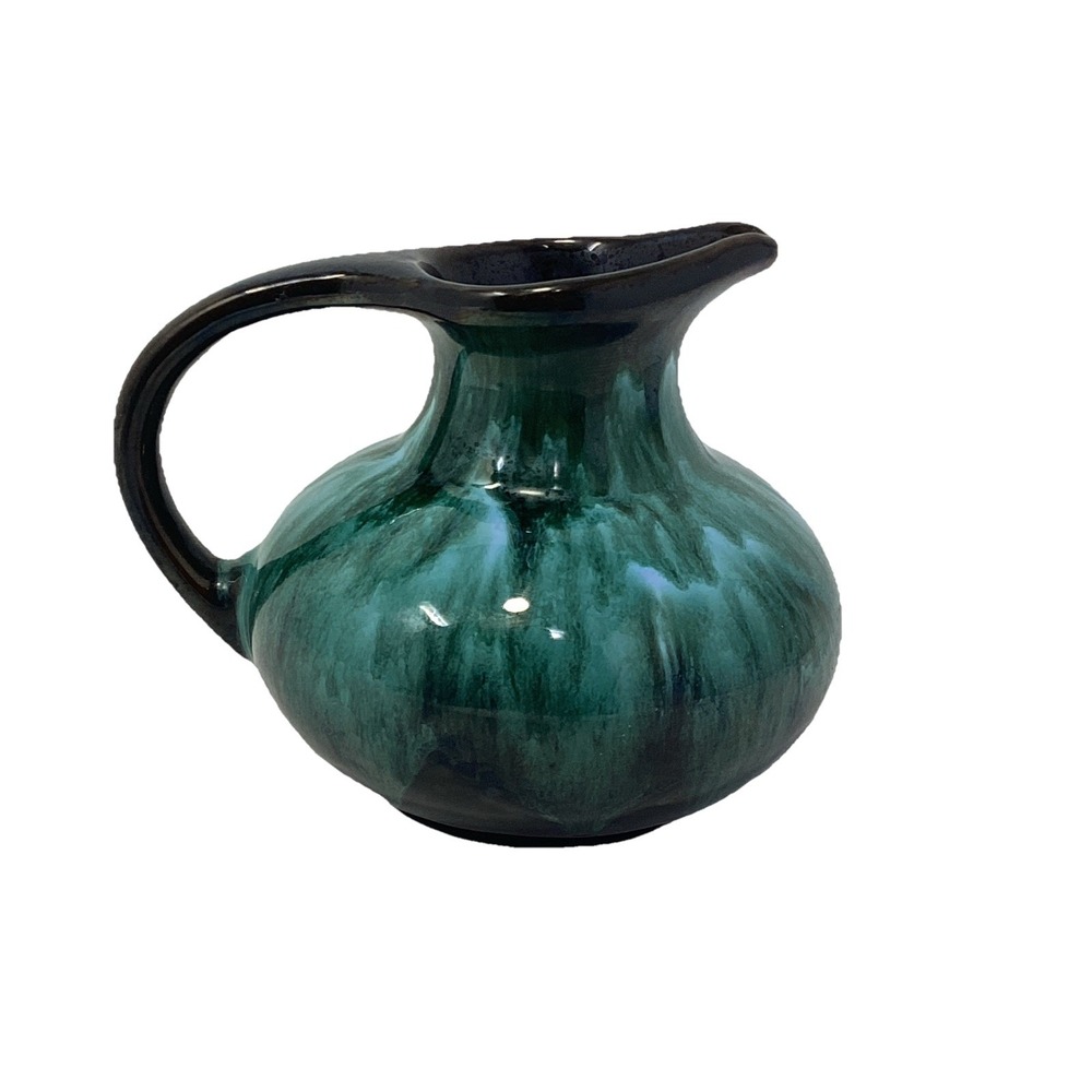 Vintage Blue Mountain Pottery Canada Pitcher Cream Cruet Green Black Drip Glaze